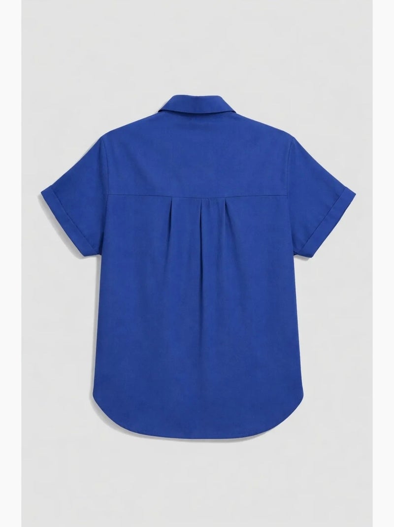 Camisa de popelina slim fit con bolsillo mixray Azul eléctrico - Kiabi