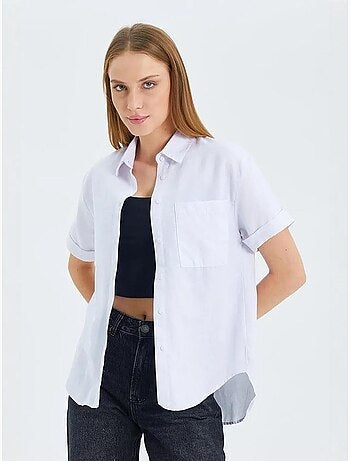 Camisa de popelina slim fit con bolsillo mixray