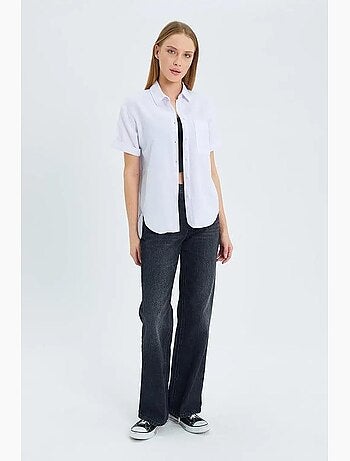 Camisa de popelina slim fit con bolsillo mixray