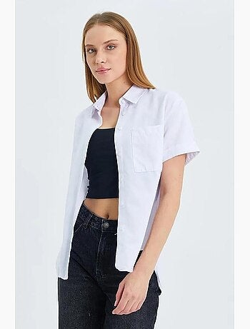 Camisa de popelina slim fit con bolsillo mixray