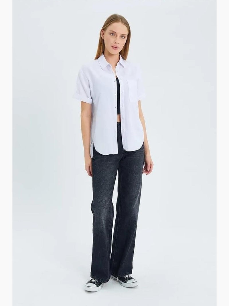 Camisa de popelina slim fit con bolsillo mixray Blanco - Kiabi