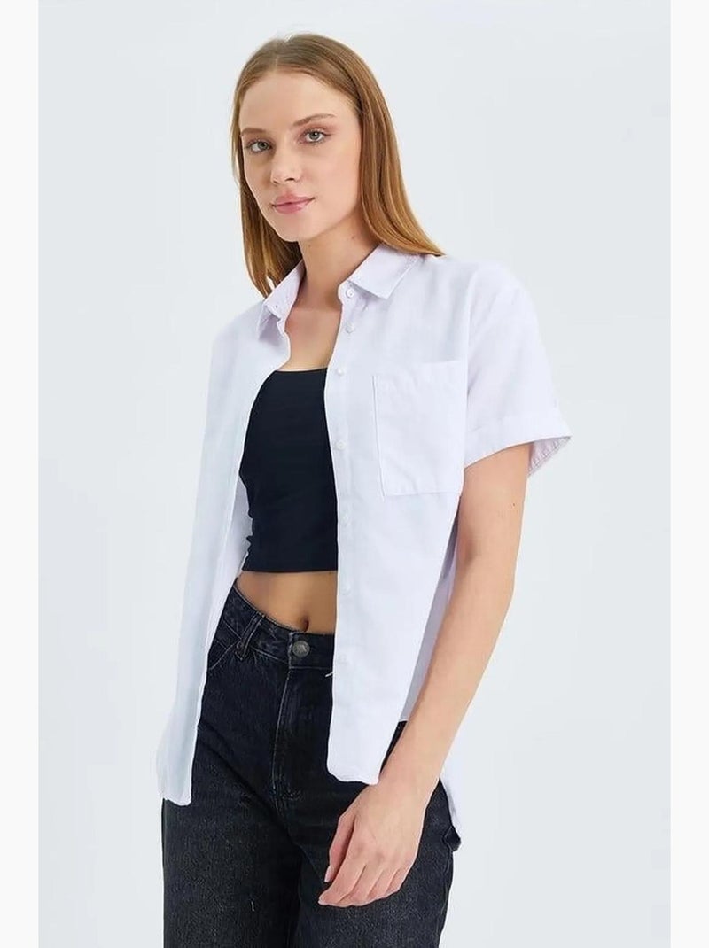 Camisa de popelina slim fit con bolsillo mixray Blanco - Kiabi