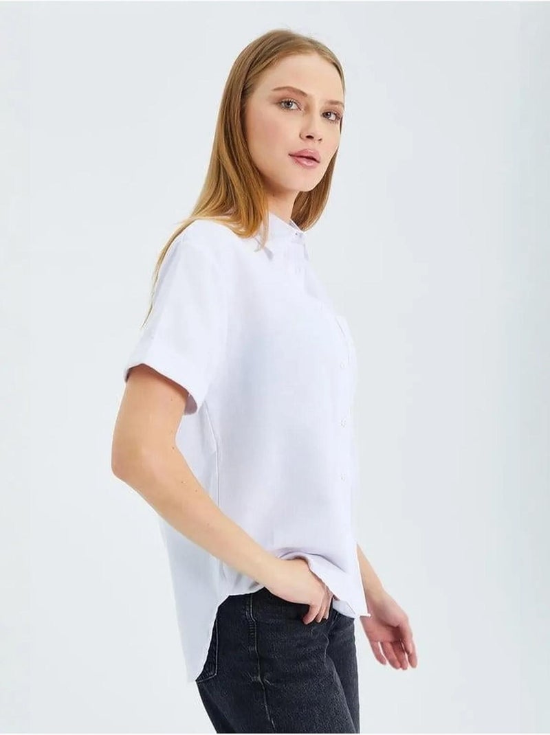 Camisa de popelina slim fit con bolsillo mixray Blanco - Kiabi