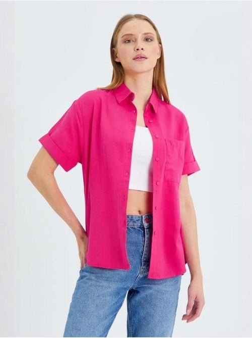 Camisa de popelina slim fit con bolsillo mixray - Kiabi Camisa de popelina slim fit con bolsillo mixray - Kiabi