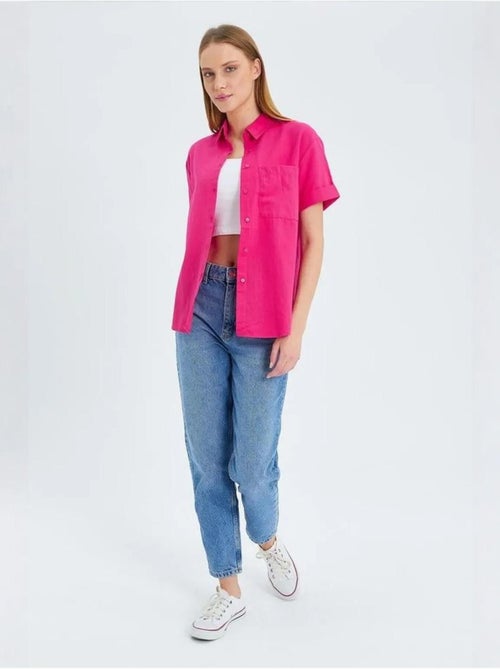Camisa de popelina slim fit con bolsillo mixray - Kiabi Camisa de popelina slim fit con bolsillo mixray - Kiabi