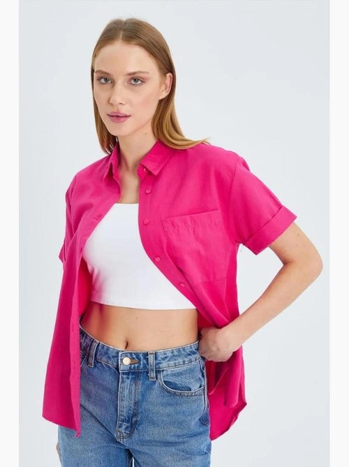 Camisa de popelina slim fit con bolsillo mixray - Kiabi Camisa de popelina slim fit con bolsillo mixray - Kiabi