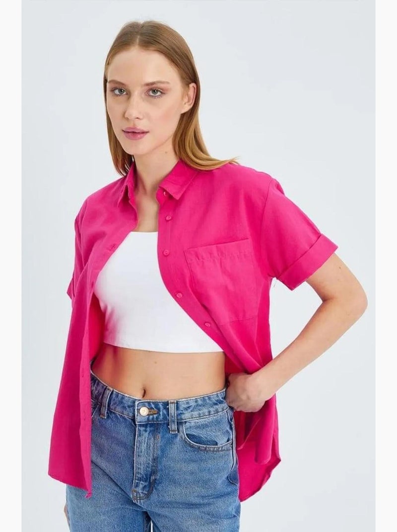 Camisa de popelina slim fit con bolsillo mixray Cereza - Kiabi