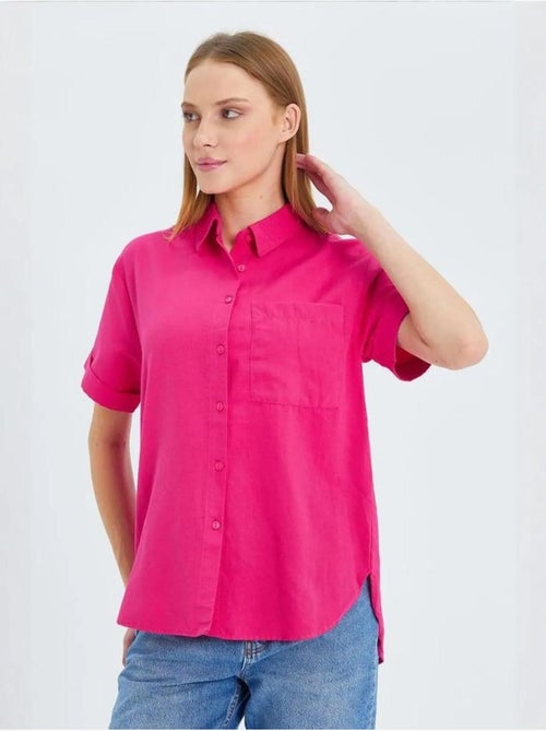 Camisa de popelina slim fit con bolsillo mixray - Kiabi Camisa de popelina slim fit con bolsillo mixray - Kiabi