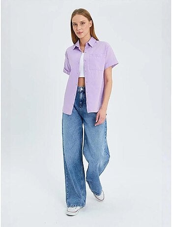 Camisa de popelina slim fit con bolsillo mixray