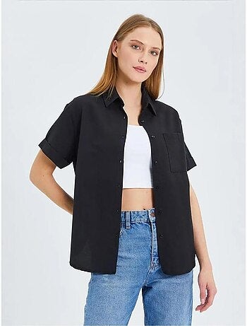 Camisa de popelina slim fit con bolsillo mixray