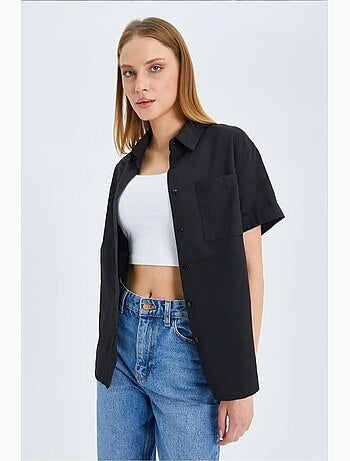 Camisa de popelina slim fit con bolsillo mixray