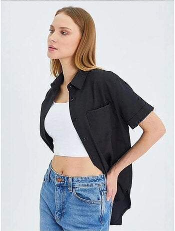 Camisa de popelina slim fit con bolsillo mixray