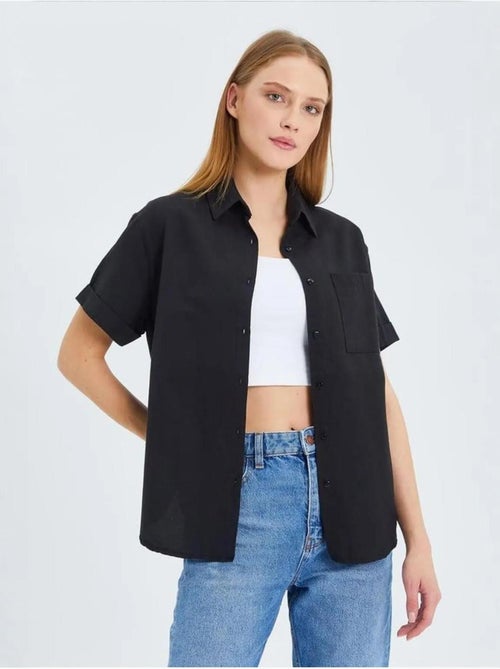 Camisa de popelina slim fit con bolsillo mixray - Kiabi Camisa de popelina slim fit con bolsillo mixray - Kiabi