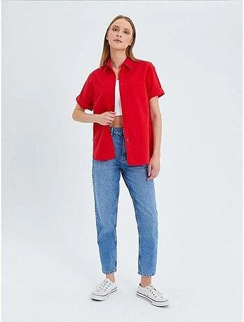 Camisa de popelina slim fit con bolsillo mixray