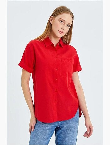 Camisa de popelina slim fit con bolsillo mixray