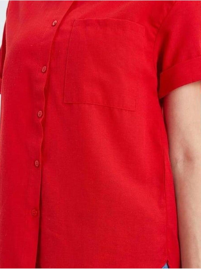 Camisa de popelina slim fit con bolsillo mixray Rojo - Kiabi