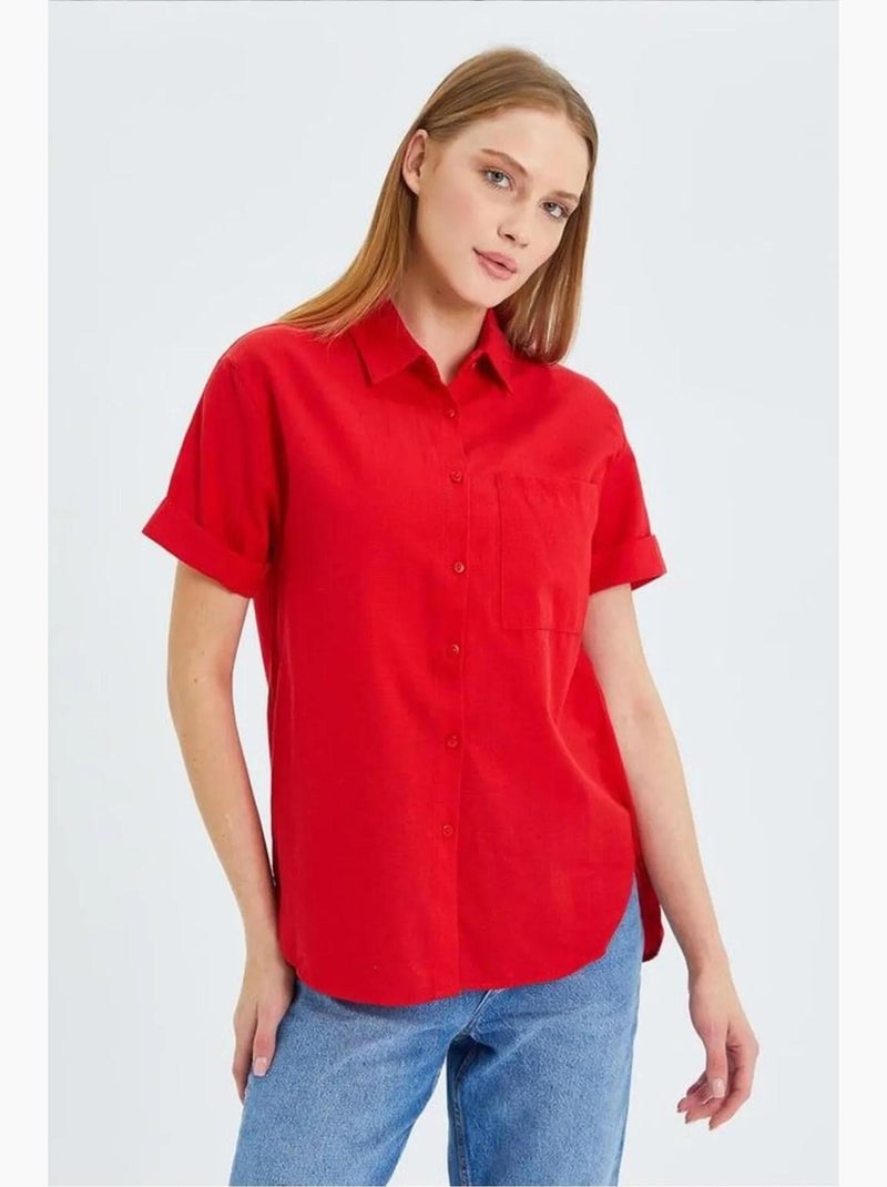 Camisa de popelina slim fit con bolsillo mixray Rojo - Kiabi