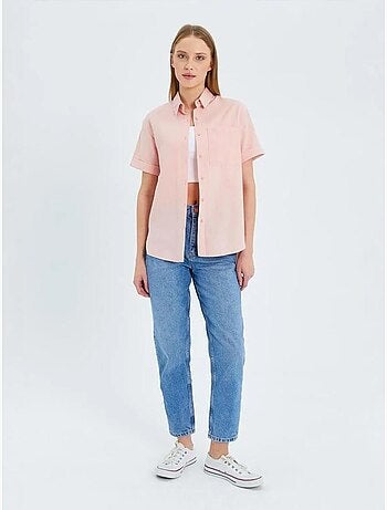 Camisa de popelina slim fit con bolsillo mixray