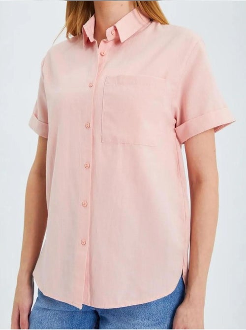 Camisa de popelina slim fit con bolsillo mixray - Kiabi Camisa de popelina slim fit con bolsillo mixray - Kiabi