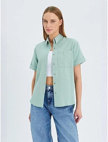 Camisa de popelina slim fit con bolsillo mixray
