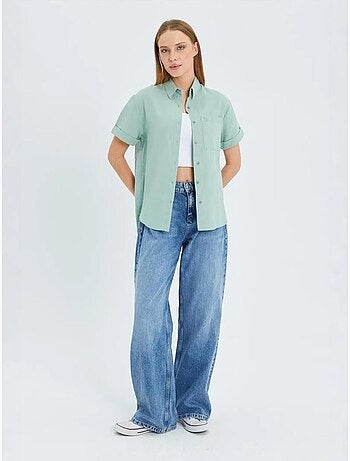 Camisa de popelina slim fit con bolsillo mixray