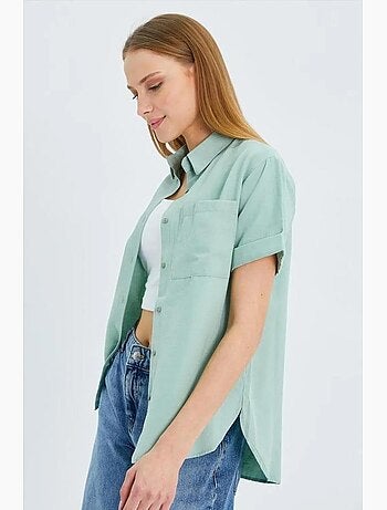 Camisa de popelina slim fit con bolsillo mixray