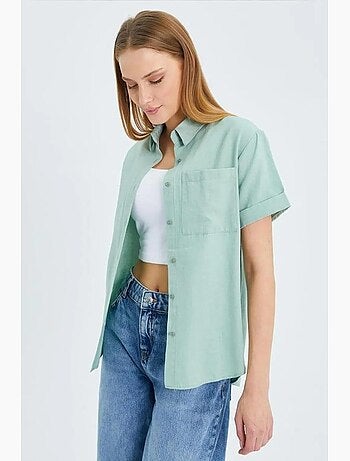 Camisa de popelina slim fit con bolsillo mixray