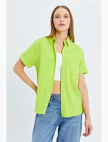 Camisa de popelina slim fit con bolsillo mixray