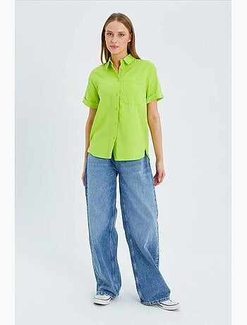 Camisa de popelina slim fit con bolsillo mixray