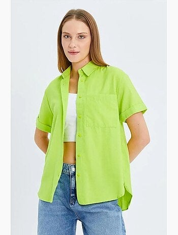 Camisa de popelina slim fit con bolsillo mixray