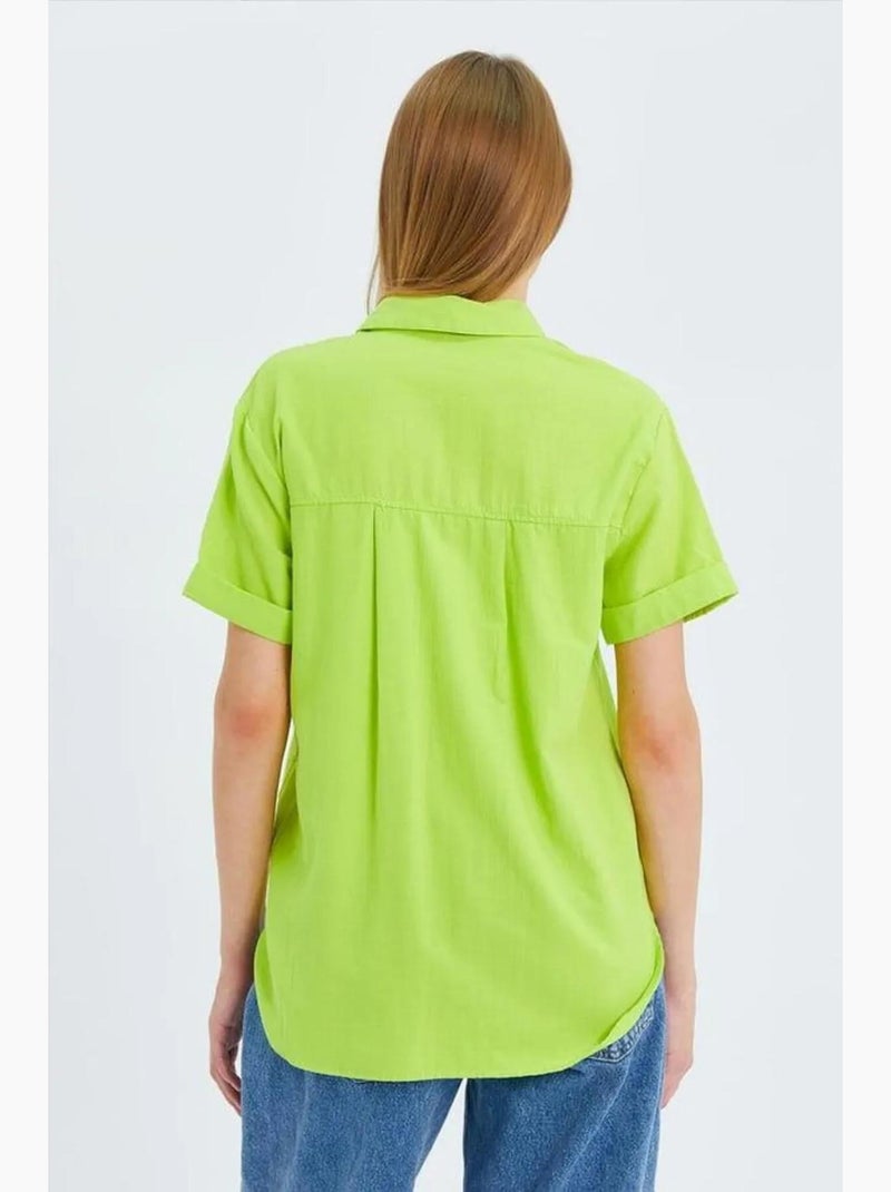 Camisa de popelina slim fit con bolsillo mixray Verde tilo - Kiabi