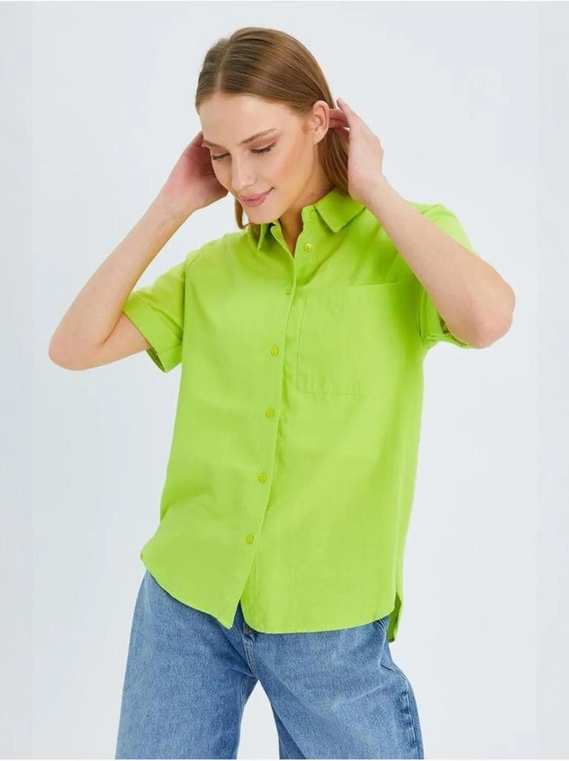Camisa de popelina slim fit con bolsillo mixray Verde tilo - Kiabi
