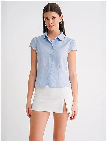 Camisa de popelina slim fit con cierre de botones mixray
