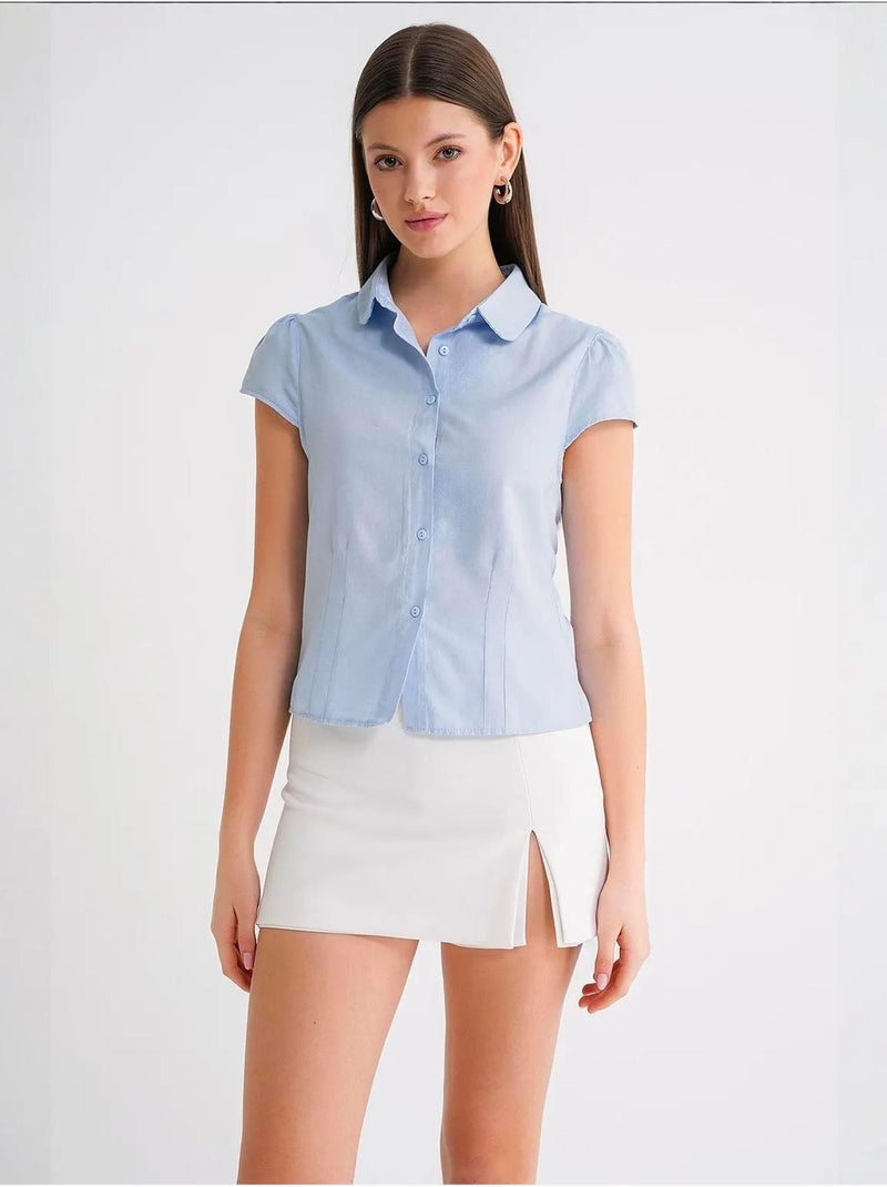 Camisa de popelina slim fit con cierre de botones mixray Azul cielo - Kiabi