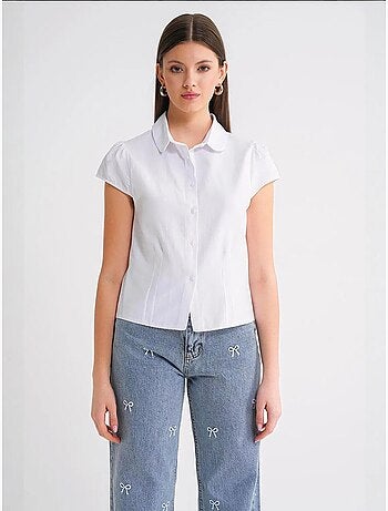 Camisa de popelina slim fit con cierre de botones mixray