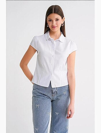 Camisa de popelina slim fit con cierre de botones mixray