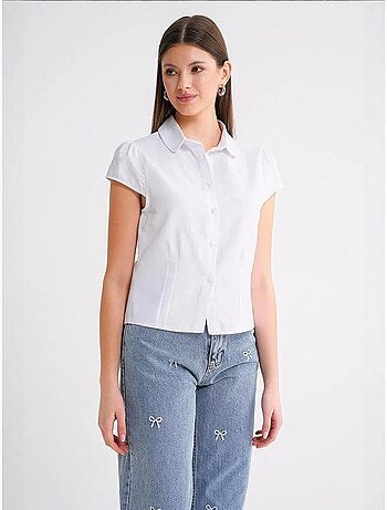 Camisa de popelina slim fit con cierre de botones mixray
