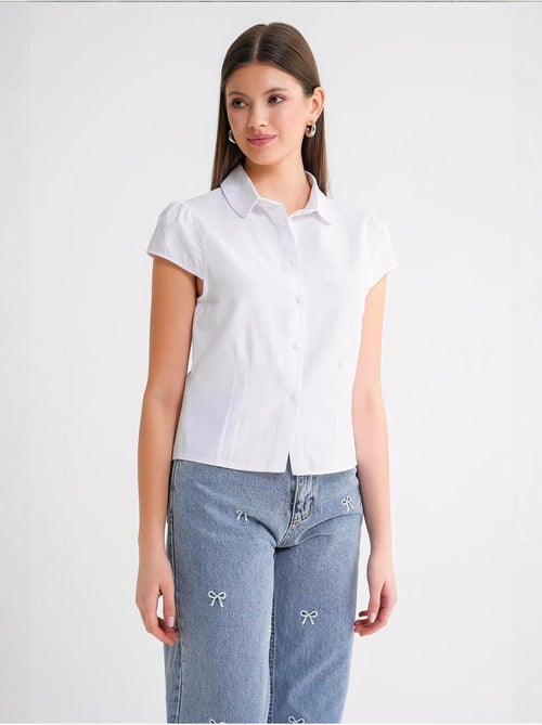 Camisa de popelina slim fit con cierre de botones mixray - Kiabi Camisa de popelina slim fit con cierre de botones mixray - Kiabi