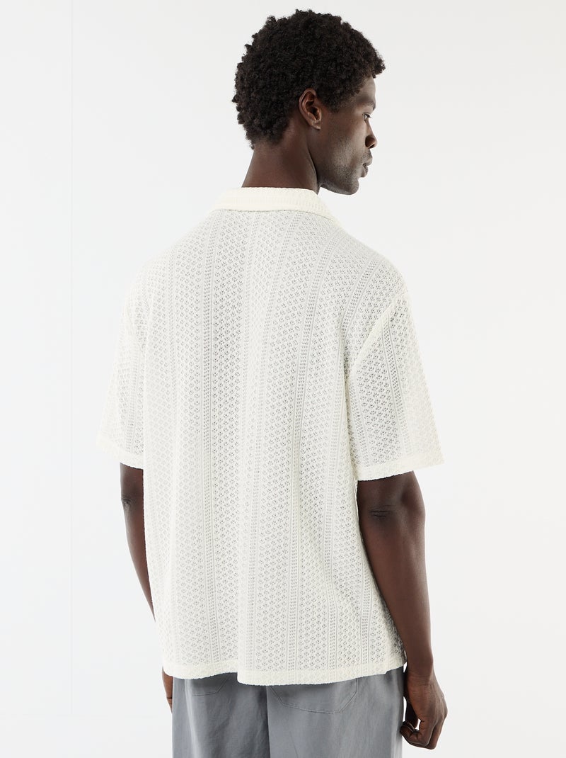 Camisa de punto calado de manga corta Blanco - Kiabi