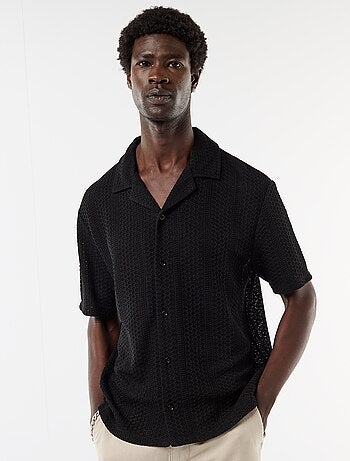 Camisa de punto calado de manga corta