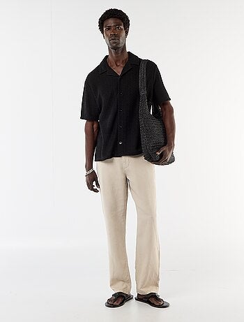 Camisa de punto calado de manga corta