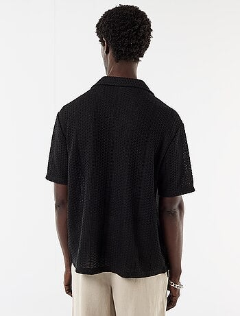 Camisa de punto calado de manga corta