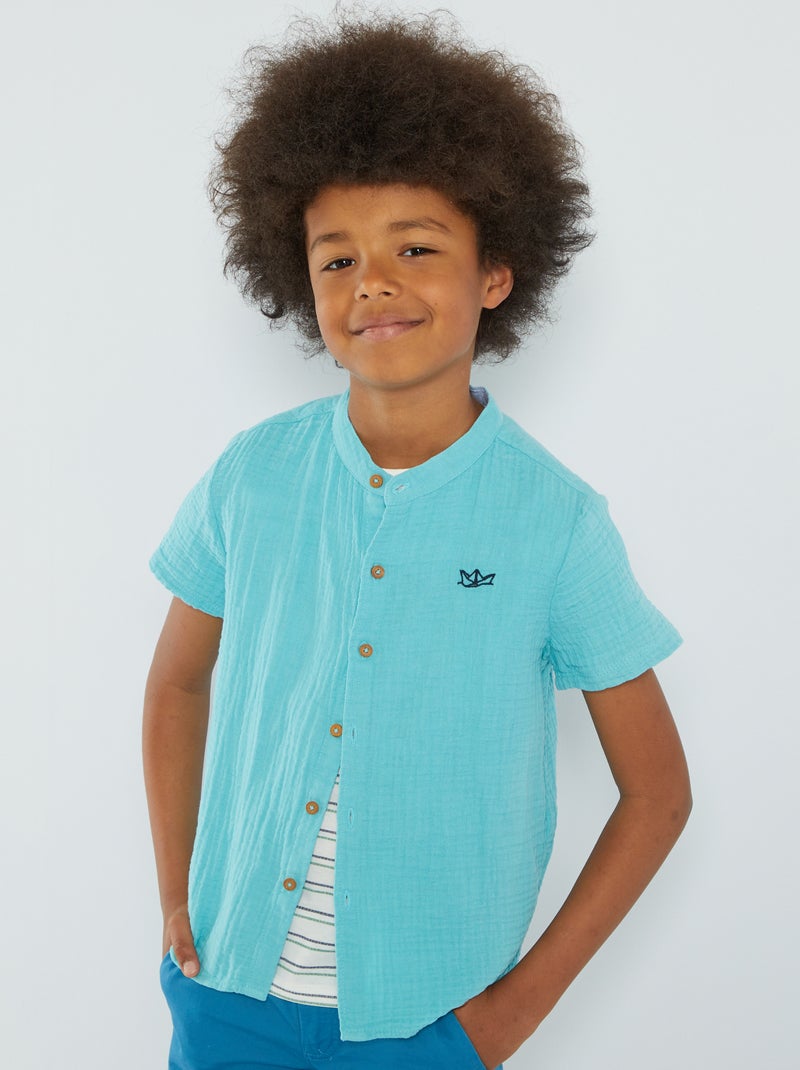 Camisa de punto con relieve AZUL - Kiabi