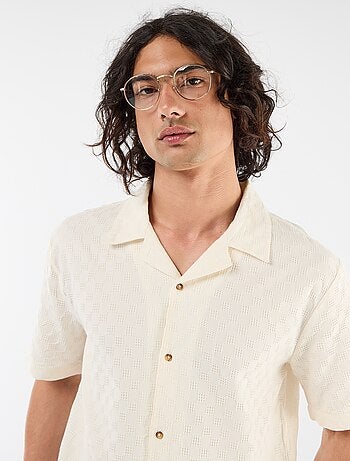 Camisa de punto fantasía de manga corta
