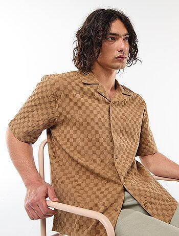 Camisa de punto fantasía de manga corta