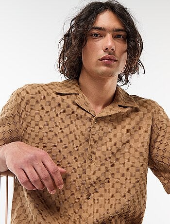 Camisa de punto fantasía de manga corta