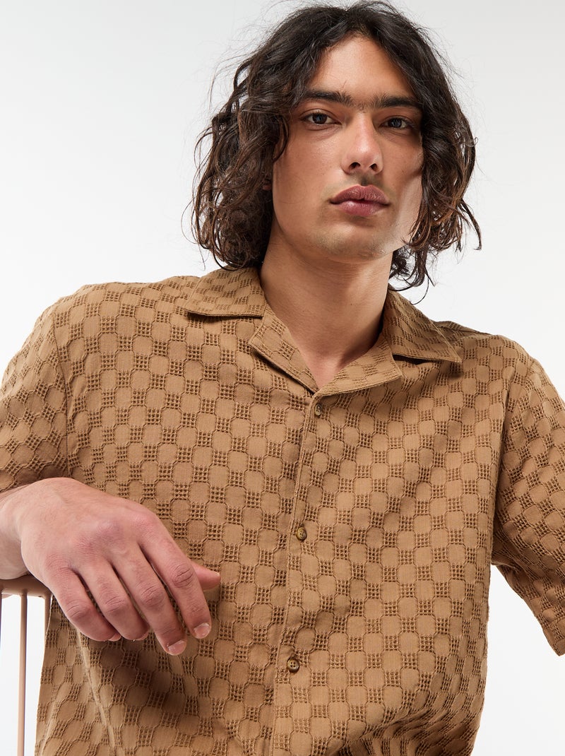 Camisa de punto fantasía de manga corta Marron - Kiabi