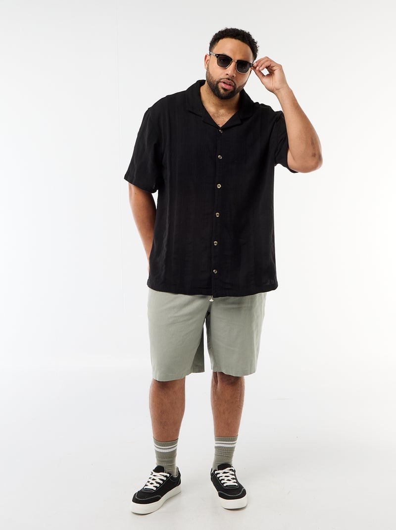 Camisa de punto fantasía de manga corta Negro - Kiabi
