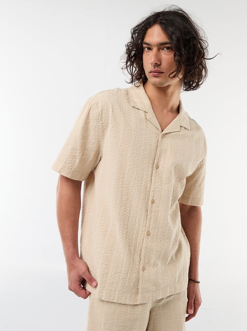 Camisa de punto gofrado de manga corta - Kiabi