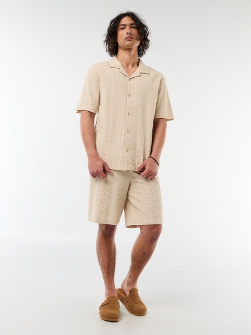 Camisa de punto gofrado de manga corta - Kiabi